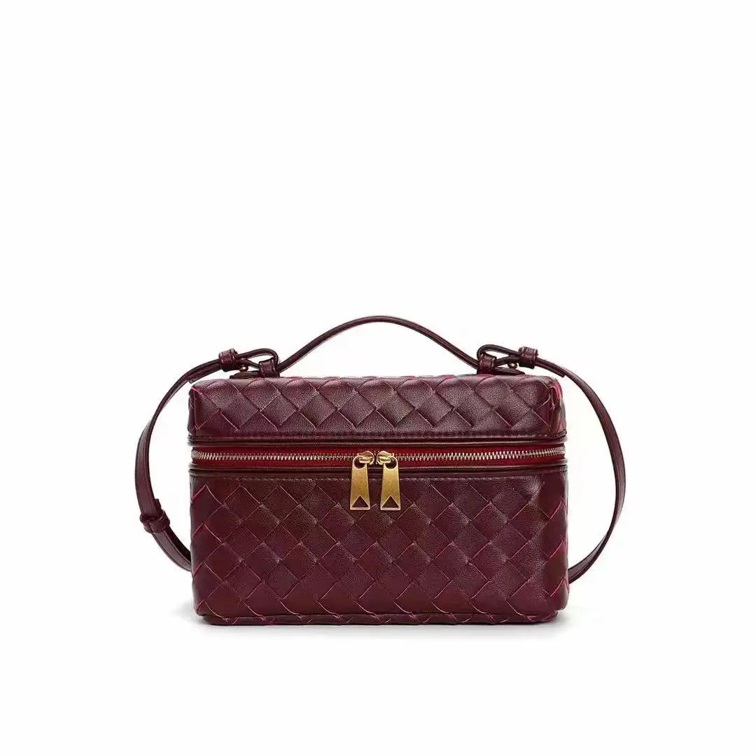 2025 New Genuine Leather Woven Handbag Elegance Handmade Woven Crossbody Bag Women's High-End Single Shoulder Bag