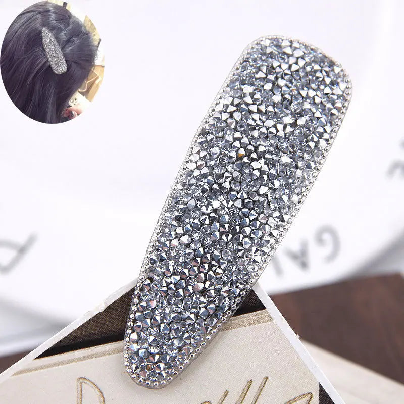 Korean Full Crystal Hair Barrettes Women Hair Pins Jewelry Waterdrop Rectangle Geometric Hair Clip Hair Accessories Girls Gift
