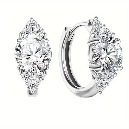 GRA Certified Luxury 1CT Cut Moissanite Diamond Wedding Stud Earring for Women 925 Sterling Silver Fine Jewelry