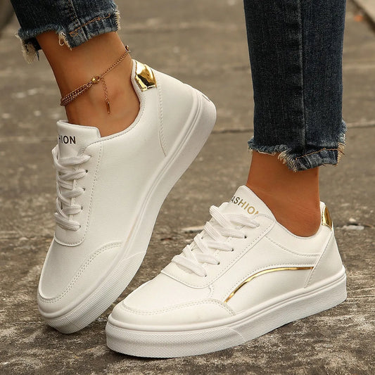 Large Size Girls White Shoes 2025 Spring New Casual Sneakers Women's Popular Flat Shoes
