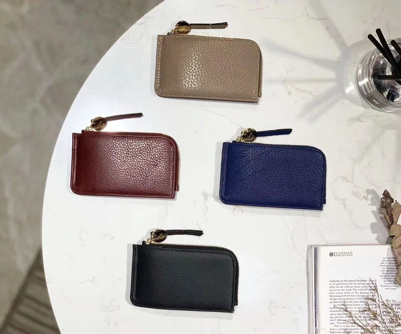 Vintage Genuine Leather Wallet for Women Men Slim Purse Short Coin Bag Pouch Fashionable Credit ID Card Holder New
