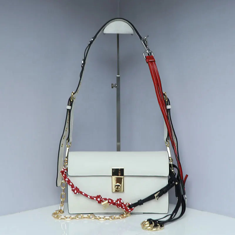 Deluxe 2026 New Soft Sound Motorcycle Messenger Bag Retro Small Pendant Flap Closure Genuine Leather Square Bag Women