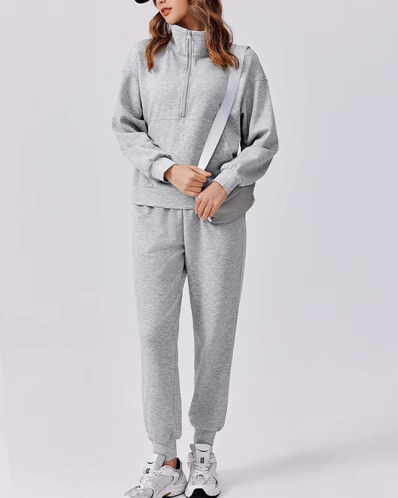 Sets for Women 2025 Fall Travel Outfits Long Sleeve Tracksuit Joggers Sets Half Zip Sweatsuit Matching Set