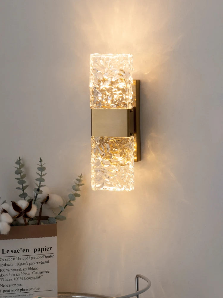High Quality Long Square Shape Translucent Crystal Chandelier Wall Lamp Led Creative Minimalist Light Wall Lamps