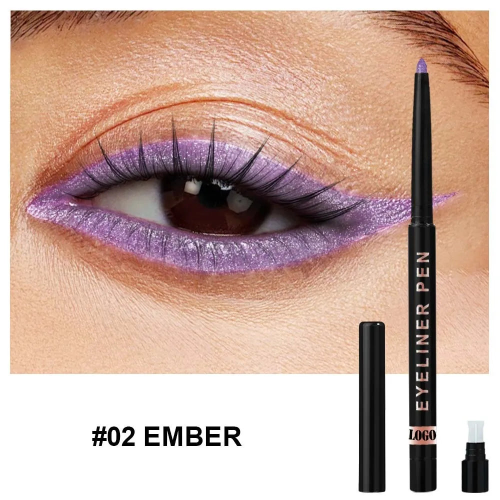 High Pigment Glitter Eyeliner Pencil Waterproof Long-Lasting Smudge-Proof Shimmery Metallic Eyeliner Makeup Pen
