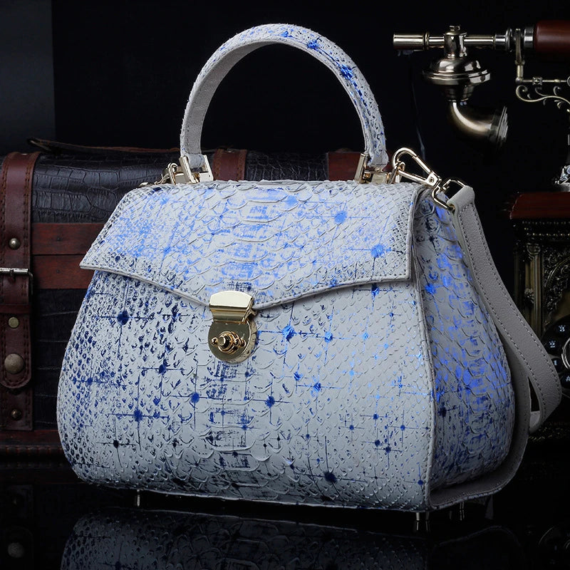 2025 Custom Luxury Genuine Exotic Snake Skin Leather Shoulder Crossbody Bag for Women Ladies