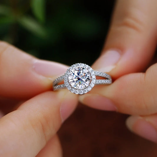 Premium Round Cubic Zircon S925 Sterling Silver Wedding Bridal Ring for Women Luxurious Hand Jewelry