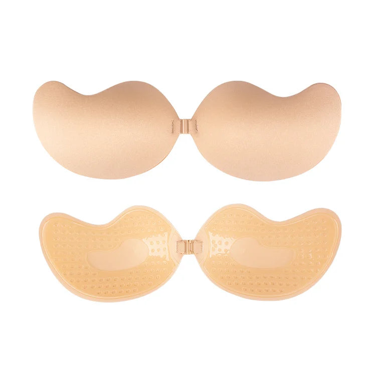 Silicone Invisible Underwear Strapless Bra for Women F Cup Seamless Strapless Front Buckle Backless Mango-shaped Adhesive Bras