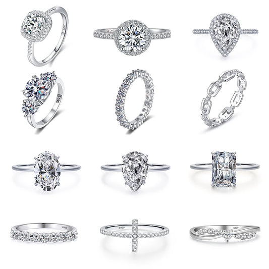 Fine Ring Jewelry Zircon CZ Anniversary Propose Promise Engagement Wedding Bridal S925 Sterling Silver Ring Collection for Women