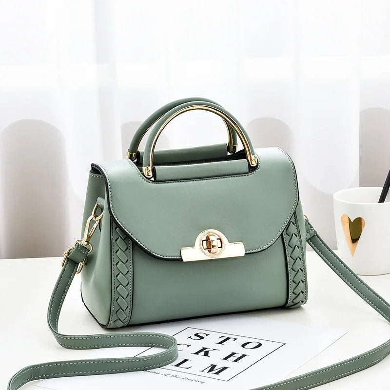 Pu Leather Handbag 2025 Fashion Small Bag High Quality Weaving Handbag Metal Lock Fashion Latest Women's Crossbody Bag