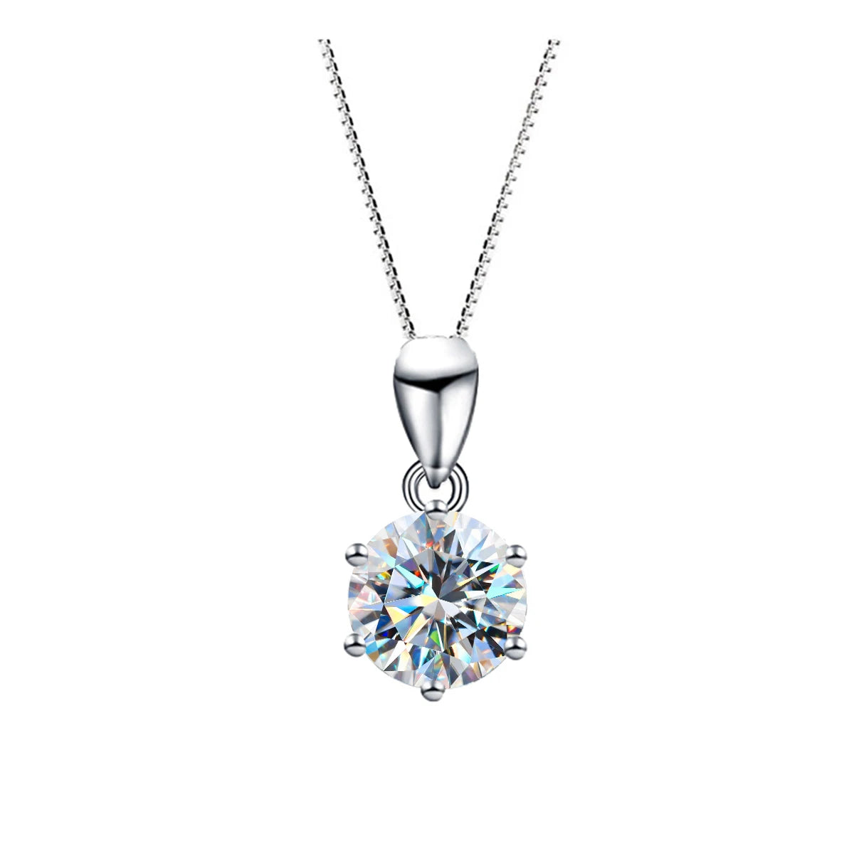 Real 925 Sterling Silver GRA Certified 1CT Classic Round Shape Diamond Moissanite Pendant Necklaces Engagement Jewelry for Women