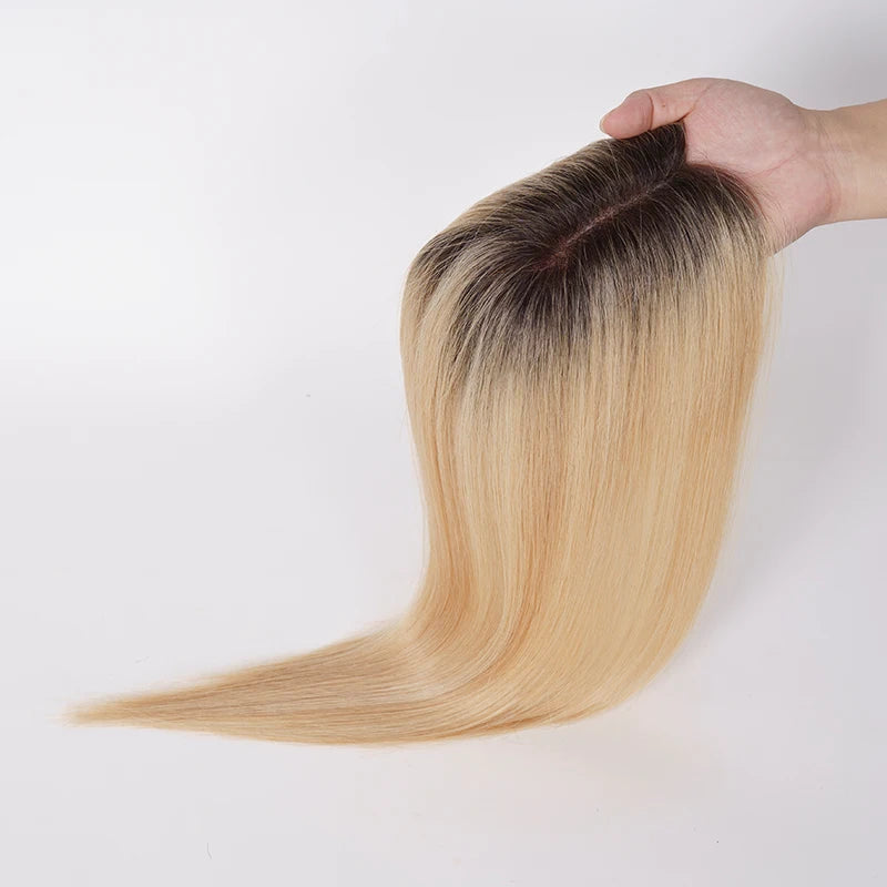 Highlights Lace Front With Weft Hair Topper Human Hair Russian Blonde Human Hair Topper for Women Lace Topper Mini Wig