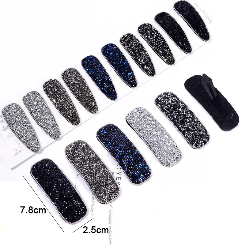 Korean Full Crystal Hair Barrettes Women Hair Pins Jewelry Waterdrop Rectangle Geometric Hair Clip Hair Accessories Girls Gift