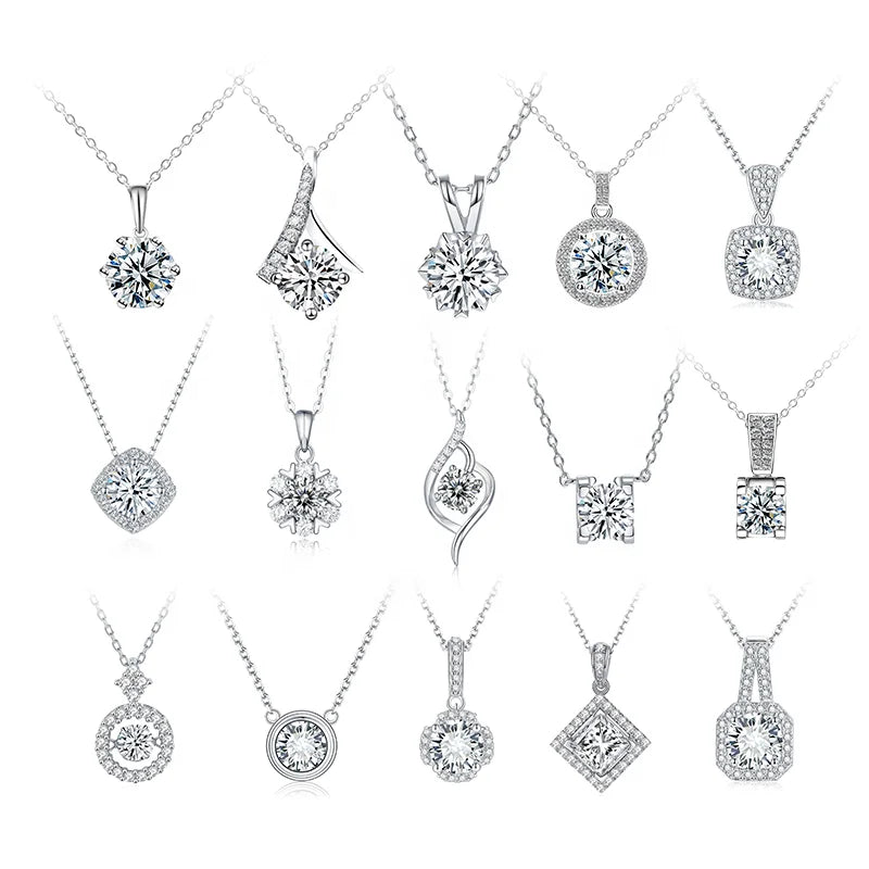 MomentWill Fashion Designs 925 Silver Fine Cute Simple Jewelry  Moissanite Necklaces