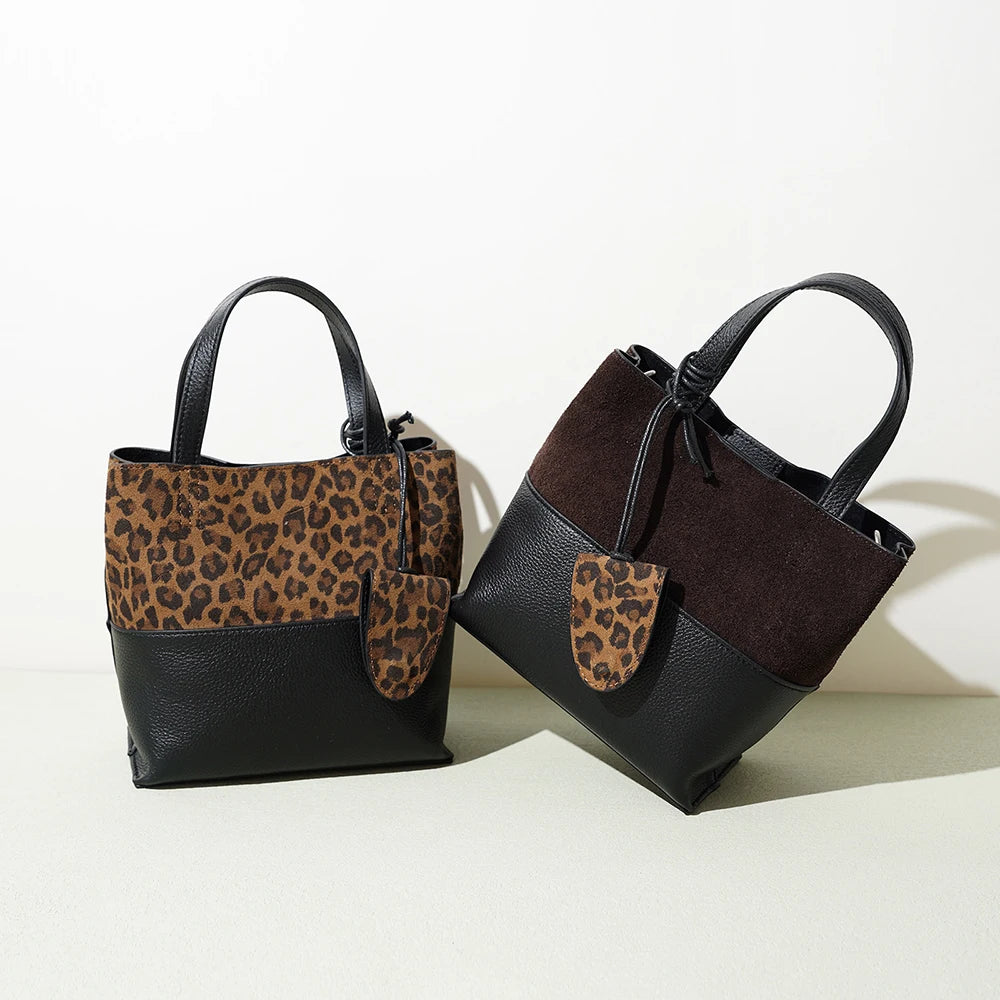 2025 New High Quality Design Lady Sheep Leather Vintage Elegant Suede Genuine Leather Handbags for Women