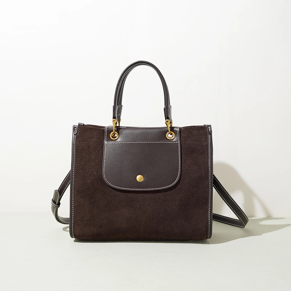 2026 Autumn New Women Suede Genuine Leather Shoulder Tote Underarm Shoulder Bag Leather Handbag for Ladies Hand Bag