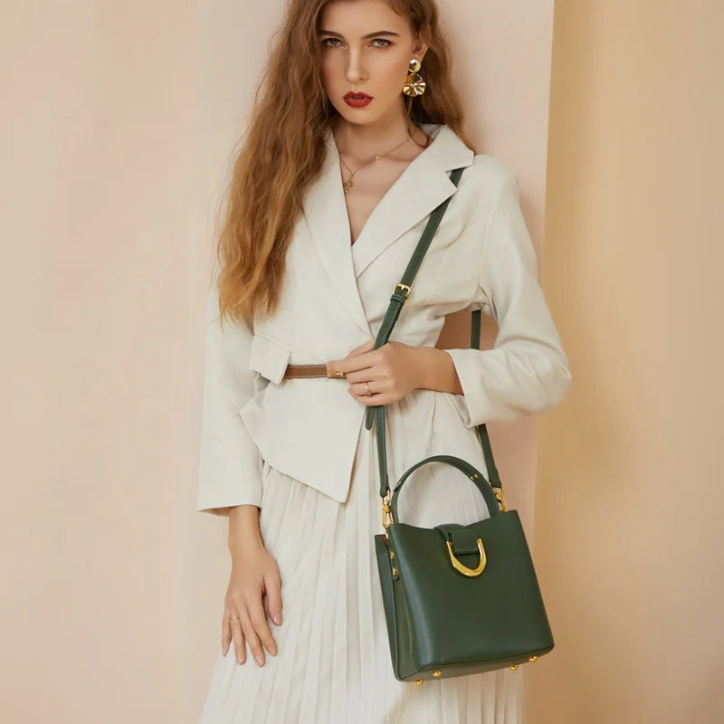 100% Genuine Leather Fashion Luxury Women's Real Leather Handbag Large Capacity Shoulder Classic Waterproof Lady Bag