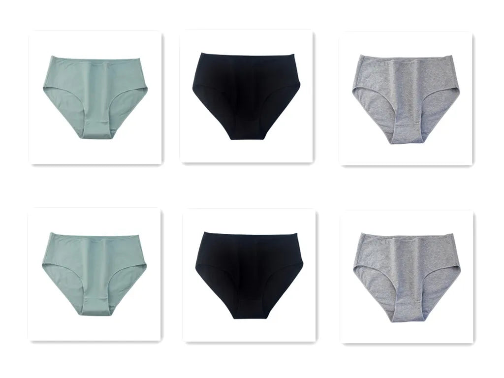 6Pcs/Set Cotton Panties Women High Waist Briefs Breathable Seamless Underwear Solid Color Soft Panty M-2XL Underpants Intimates