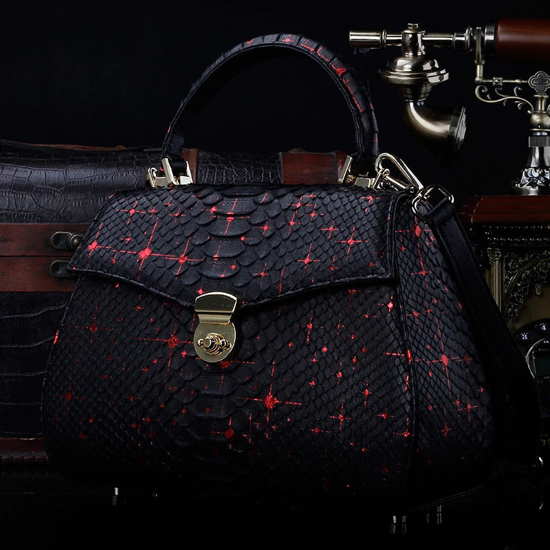 2025 Custom Luxury Genuine Exotic Snake Skin Leather Shoulder Crossbody Bag for Women Ladies