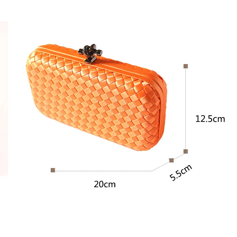 Luxury Satin Woven Ladies Crossbody Bag Handmade Evening Purse Chains for Banquet Wedding Dress Fashionable Clutch for Women