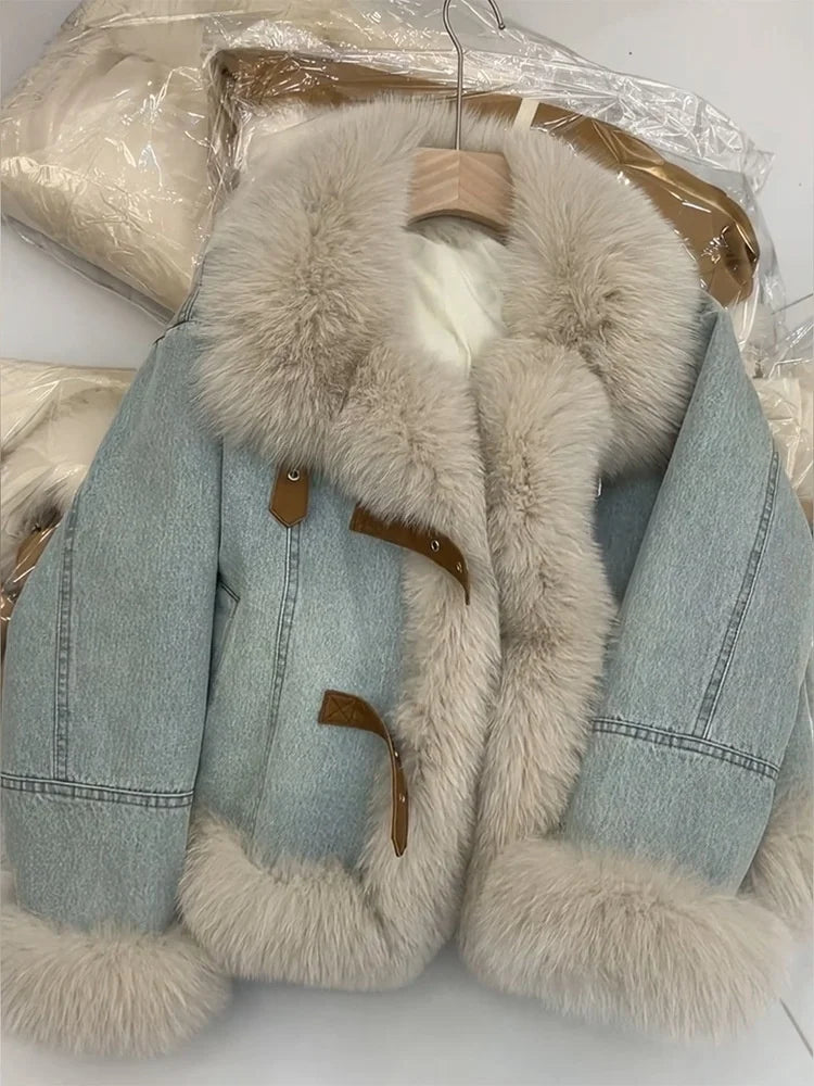 2025 New Thick Warm Coat Denim Coat Women Clip Cotton Short Winter