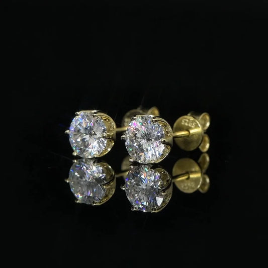 Latest Style High Quality 5mm Moissanite 925 Sterling Silver Eco Friendly 6-claw Classic Stud Earrings