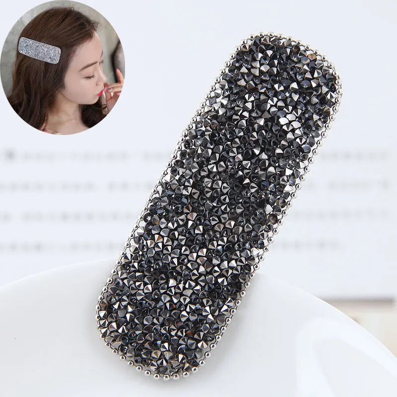 Korean Full Crystal Hair Barrettes Women Hair Pins Jewelry Waterdrop Rectangle Geometric Hair Clip Hair Accessories Girls Gift