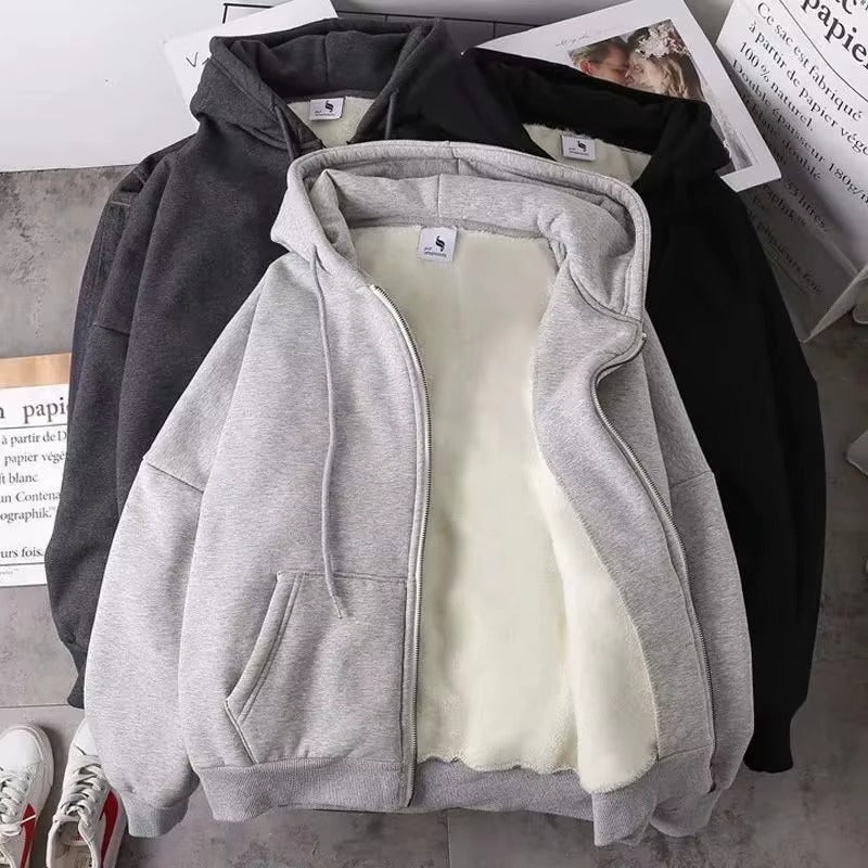 New Fashion Women's Long-Sleeve Cardigan Hoodie with Front and Back Logo Zipper Sweatshirt with Pockets for Autumn Casual Wear