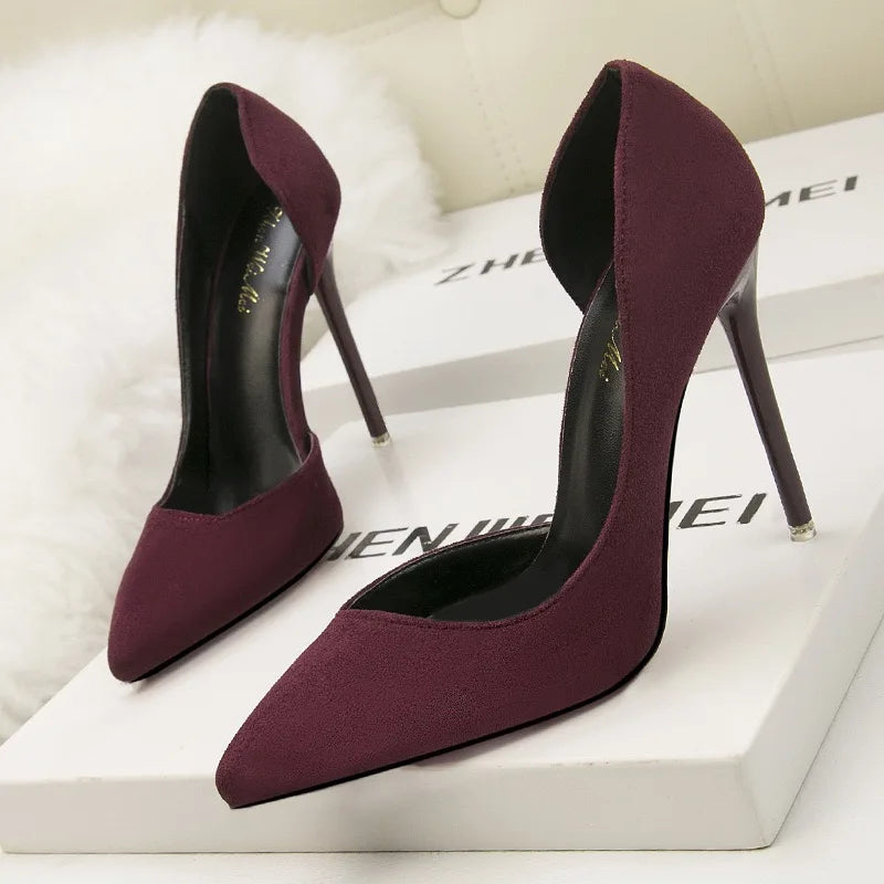 Trendy Color Sandalias Romanas Top Quality Stiletto Summer Sandals Elegant Purple Suede  Heels