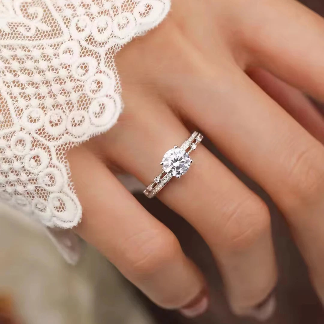 Stylish Minimalist 18K Gold and Natural Diamond Engagement Ring New Silver Dainty Fine Jewelry for Ladies and Couples