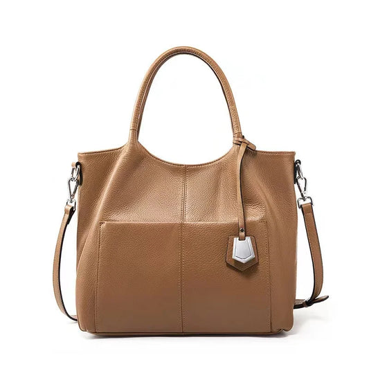 Genuine Leather Women's Tote 2025 New, Large Capacity Single Shoulder Handbag Middle-aged Mom Crossbody Bags