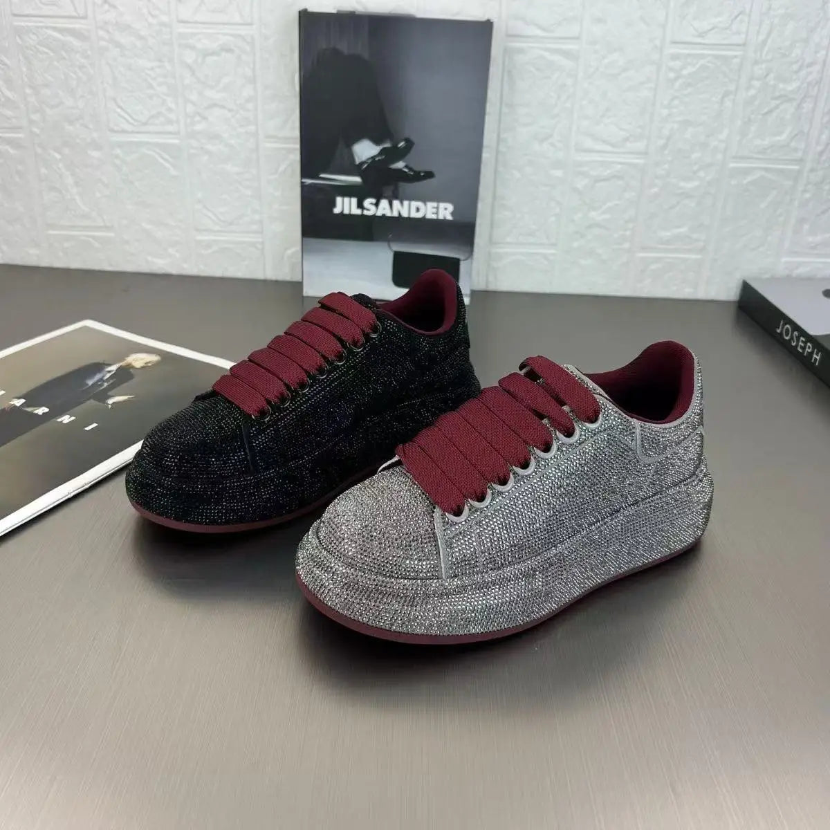 2025 Sparkling Rhinestone Sneakers with Platform Sole Trendy Sporty Elegance Footwear for Women Evening Wear