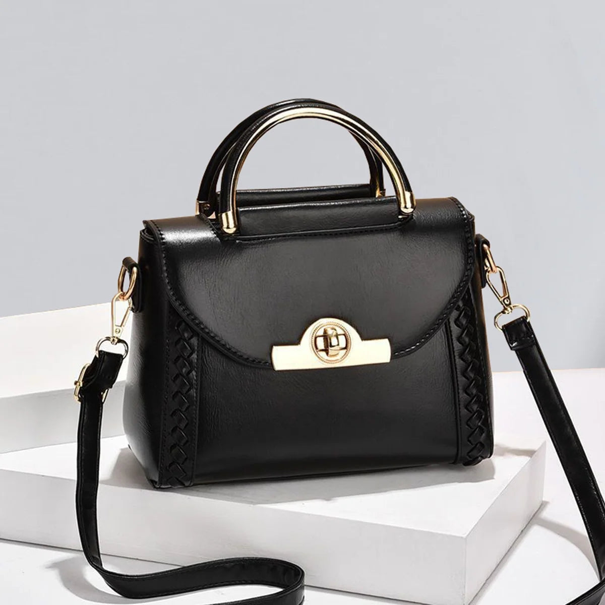 Pu Leather Handbag 2025 Fashion Small Bag High Quality Weaving Handbag Metal Lock Fashion Latest Women's Crossbody Bag