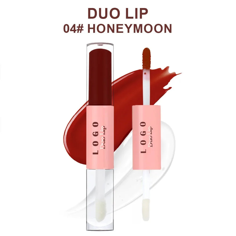 Waterproof Double Head Lipgloss Vegan Long Lasting Non-Drying Hydrating Peel Off Lip Stain & Lip Oil