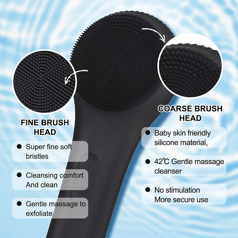 2025 Mini Electric Silicone Facial Cleansing Brush Portable Ultrasonic Deep Cleaning Waterproof-Good Price