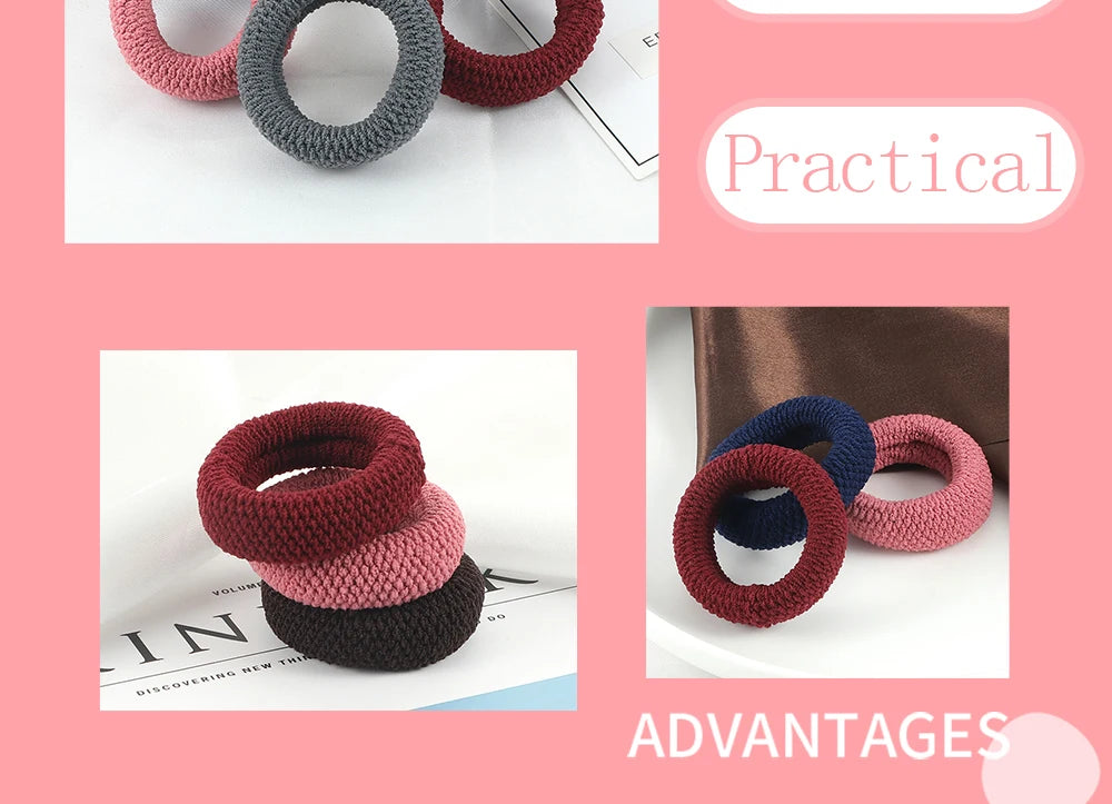 6Pcs Basic Simple Hair Bands Solid Color Seamless Wide Rubber Band for Women Girl High Elastic Scrunchie Hair Accessories Holder
