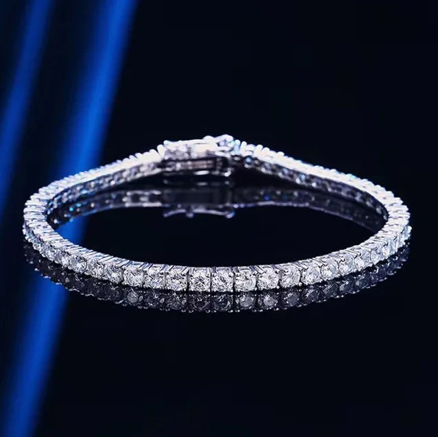 925 Silver 3 4 5 mm Iced Out GRA Certified Lab Grown Diamond Moissanite Bracelet Tennis Chain Men Women Fine Jewelry
