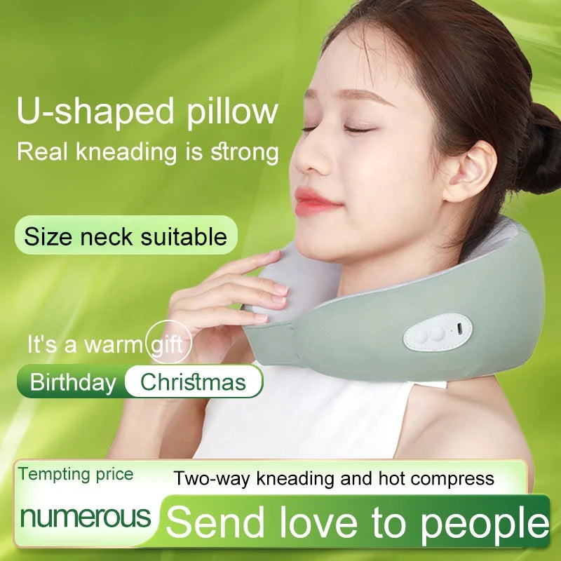 Electric Wireless Shiatsu U Kneading Smart Shoulder and Neck Massage Pillow Neck Massager Holiday Birthday Gift