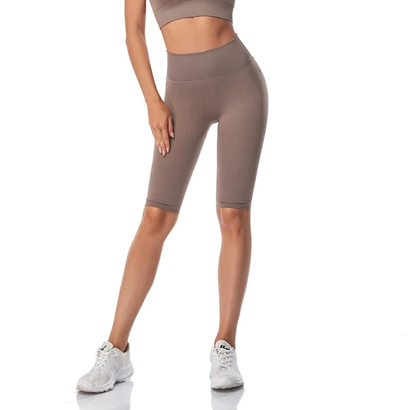 Seamless Fitness Women Yoga Shorts High Waist Workout Shorts Hip Push Up Yoga Running Shorts Sport Gym Leggings