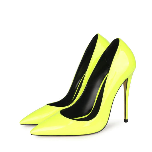 2025 Sexy Pointed Toe Jelly Patent Leather High Heels Pump Stilettos Sharp High Heels Dress Shoes for Women OEM Large Size 47