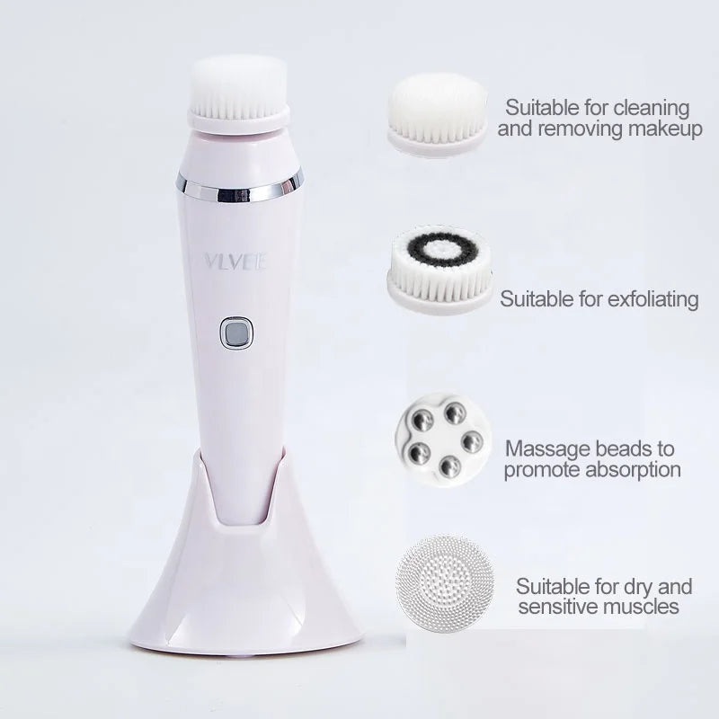 Waterproof USB Rechargeable Vibrate Exfoliate Sonic Electric Facial Cleansing Brush Facial Cleansing Silicone Face Brush