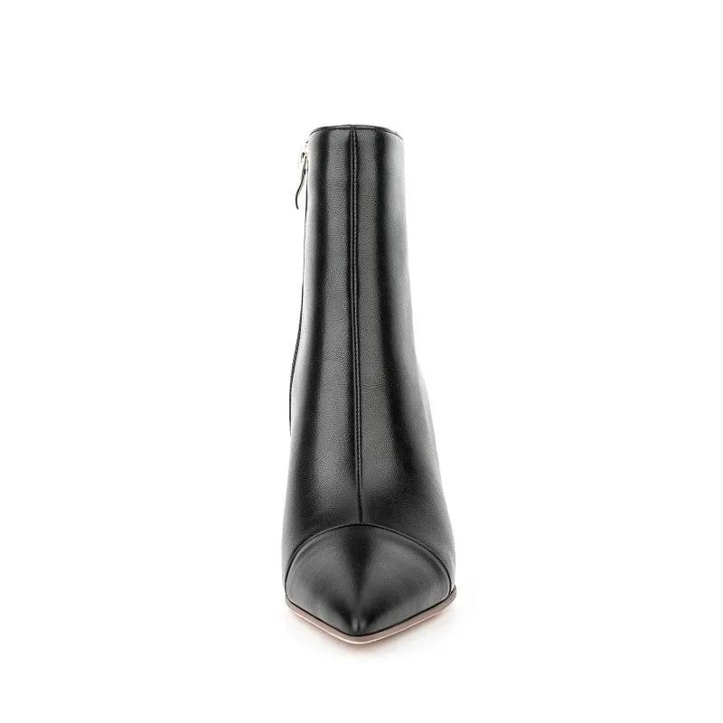 Ladies Classic High Heels Short Boots Dress Shoes Women Side Zipper Pointy Toe  Heels Ankle Boots