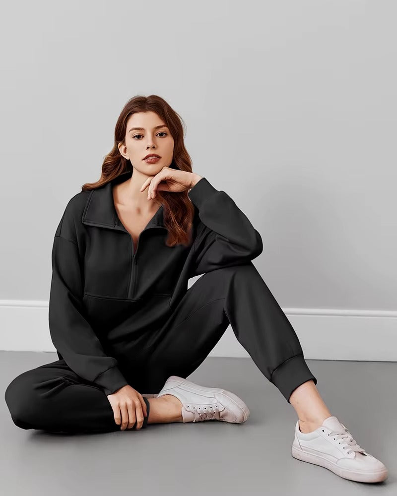 Sets for Women 2025 Fall Travel Outfits Long Sleeve Tracksuit Joggers Sets Half Zip Sweatsuit Matching Set