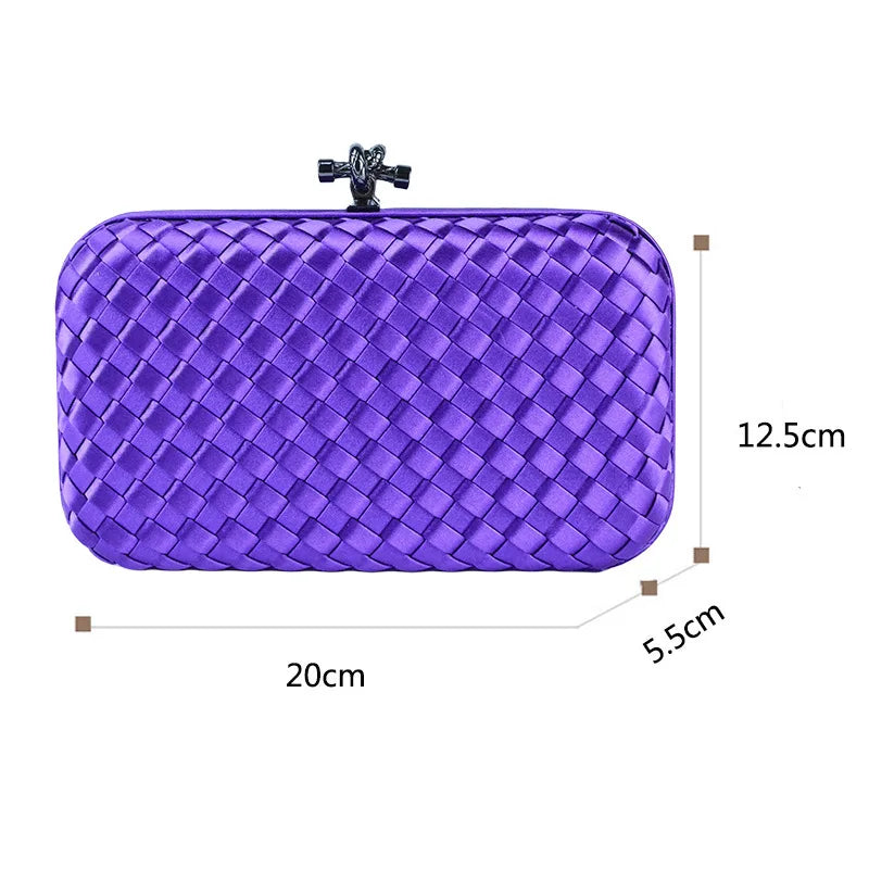 Luxury Satin Woven Ladies Crossbody Bag Handmade Evening Purse Chains for Banquet Wedding Dress Fashionable Clutch for Women