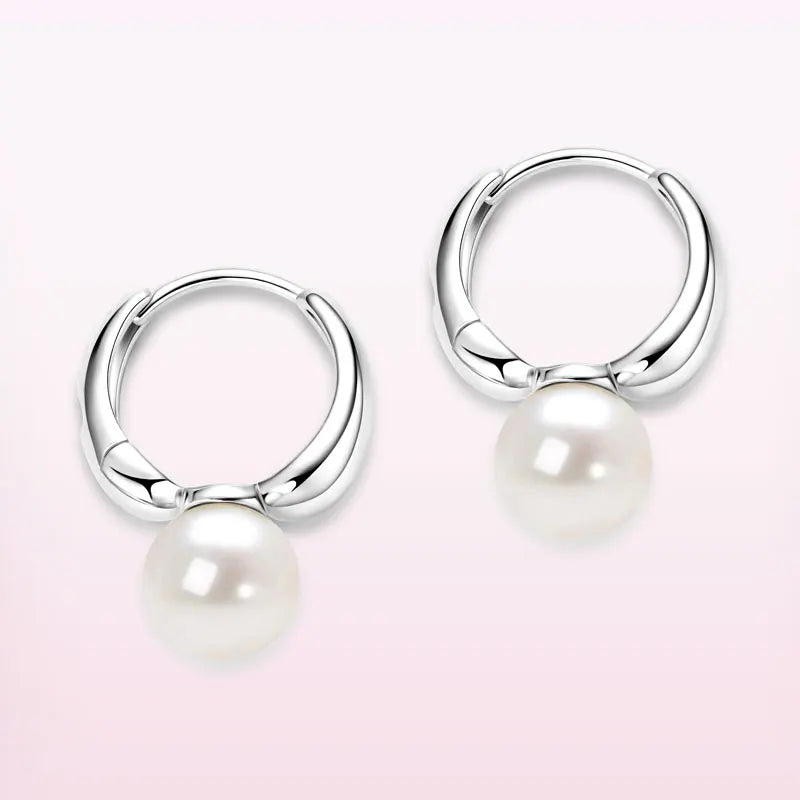Best Selling 925 Sterling Silver Bezel Setting 6-6.5mm Shell Pearl Clip Earrings for Women Trendy Fashion Accessory