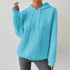 2025 Women Ladies Autumn Plus Size Casual Solid Color Embroidery Sweater Knit Hooded Lace-up Long Sleeve Hoodies