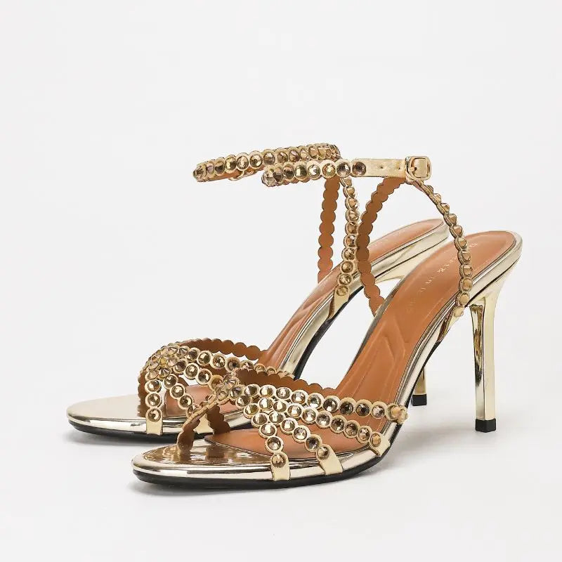 Trendy Comfortable Sole Sandals 2026 New Arrival Shoes Woman Gold Heels for Women