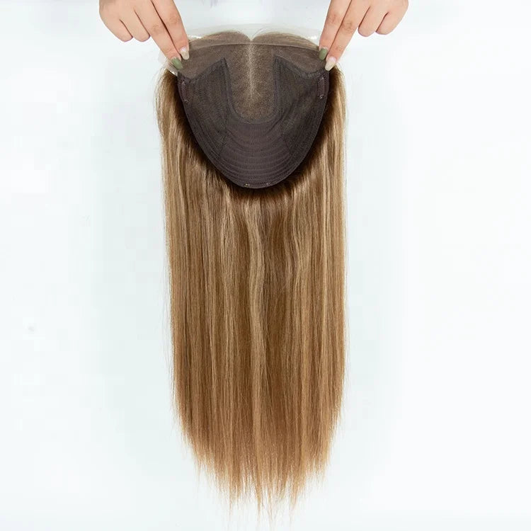 Highlights Lace Front With Weft Hair Topper Human Hair Russian Blonde Human Hair Topper for Women Lace Topper Mini Wig