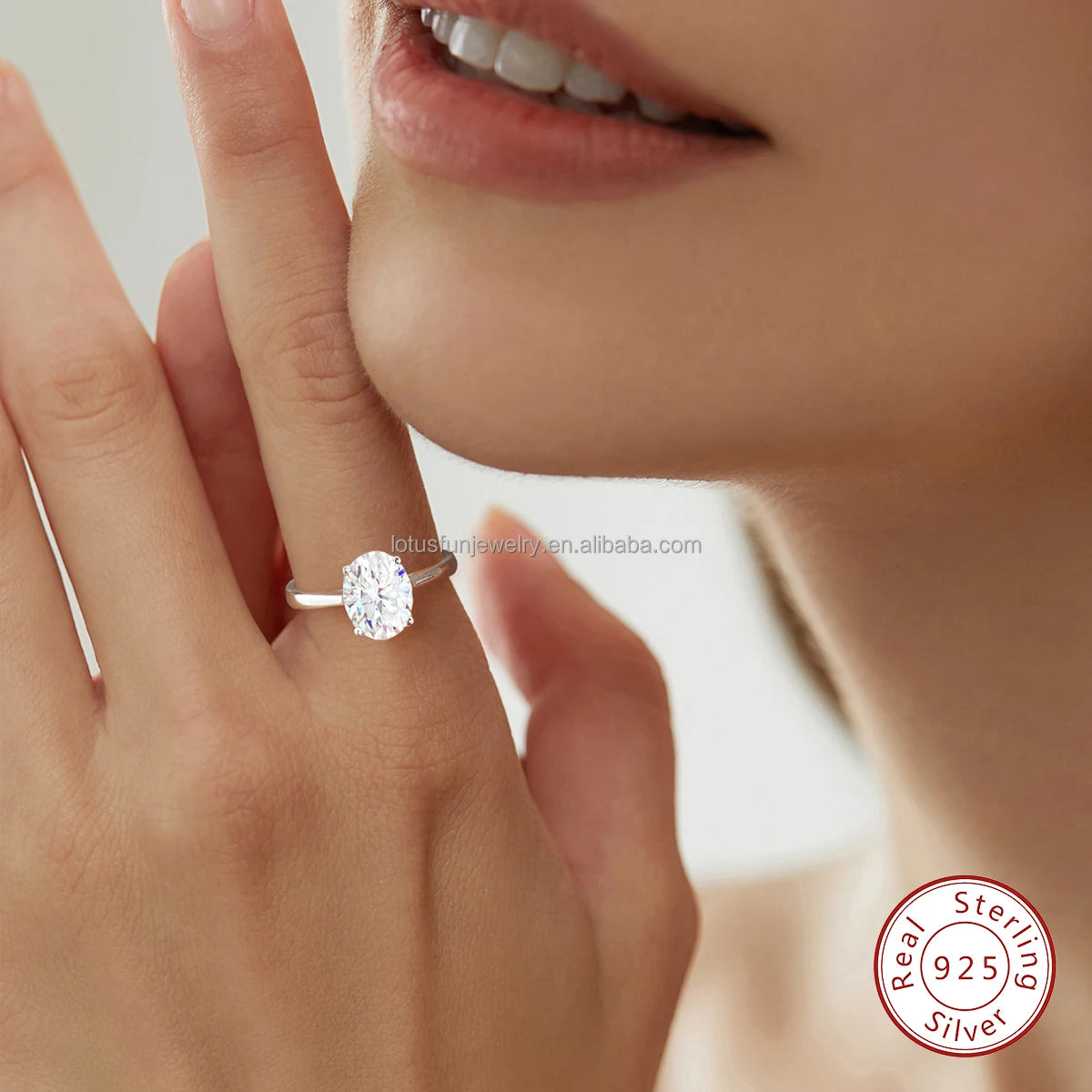 GRA Certified Real 1CT Oval Cut Moissanite Ring 925 Sterling Silver 18K Gold Wedding Diamond for Women Engagement Bride Jewelry