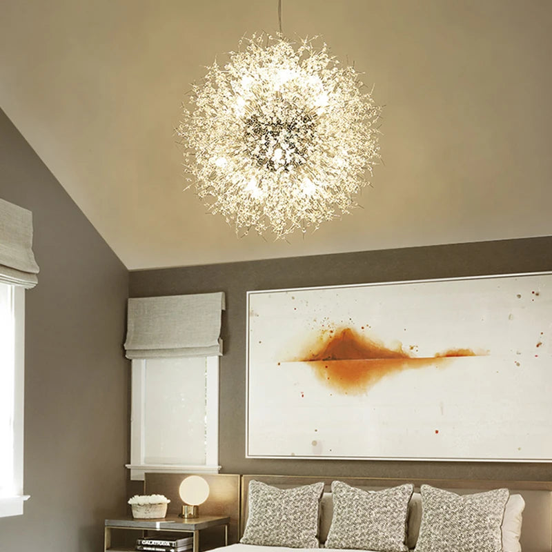 2026 Modern Crystal Dandelion Chandelier Lighting Pendant Lamp for Living Room Dining Room Home Decoration WF-P40GD Winfordo